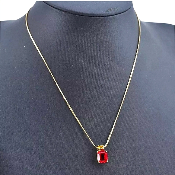 DIOR Christian Dior CD Red Ruby Stone Necklace - Picture 2 of 7